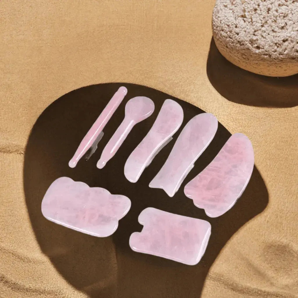 1pc Heart Shape SPA Massage Rose Quartz Gua sha Scraping Massage Scraper Face Massager Acupuncture Guasha Board Massager - ACHETE LTD