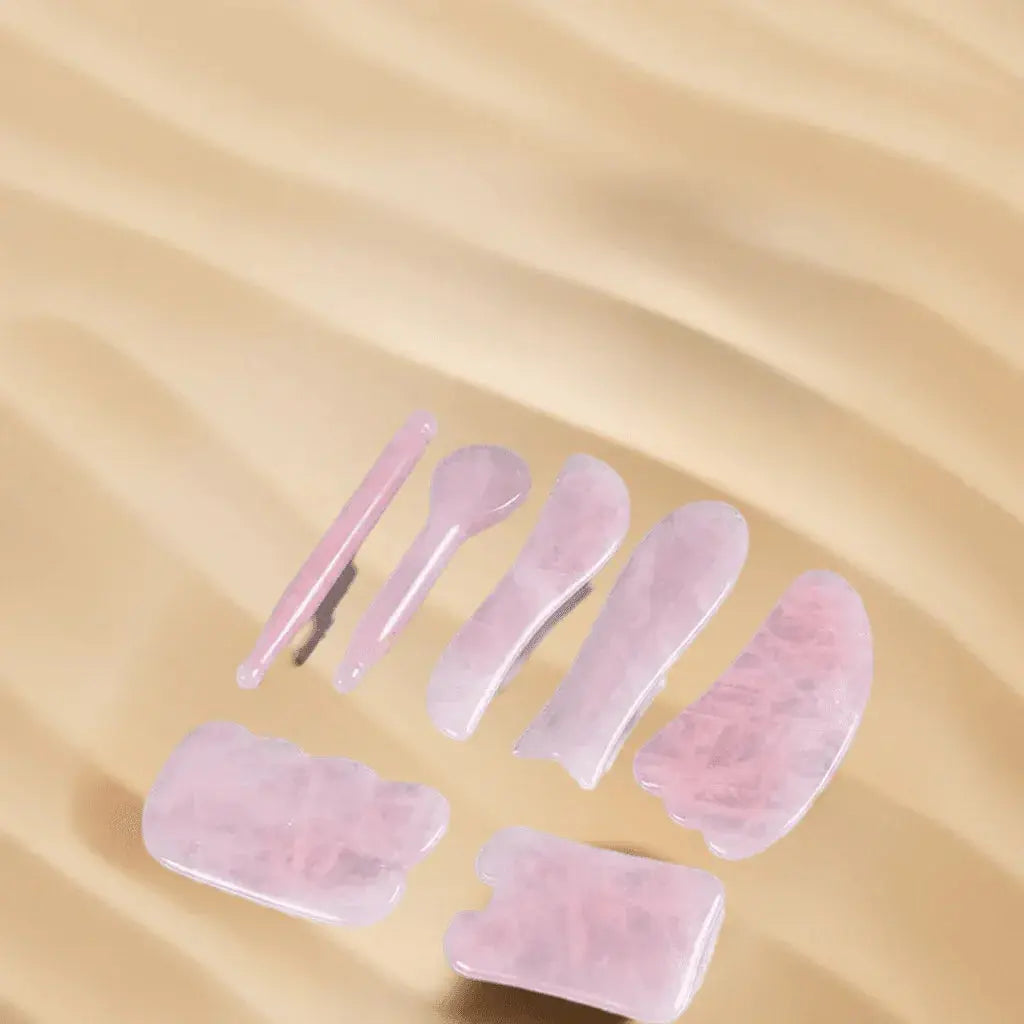 1pc Heart Shape SPA Massage Rose Quartz Gua sha Scraping Massage Scraper Face Massager Acupuncture Guasha Board Massager - ACHETE LTD