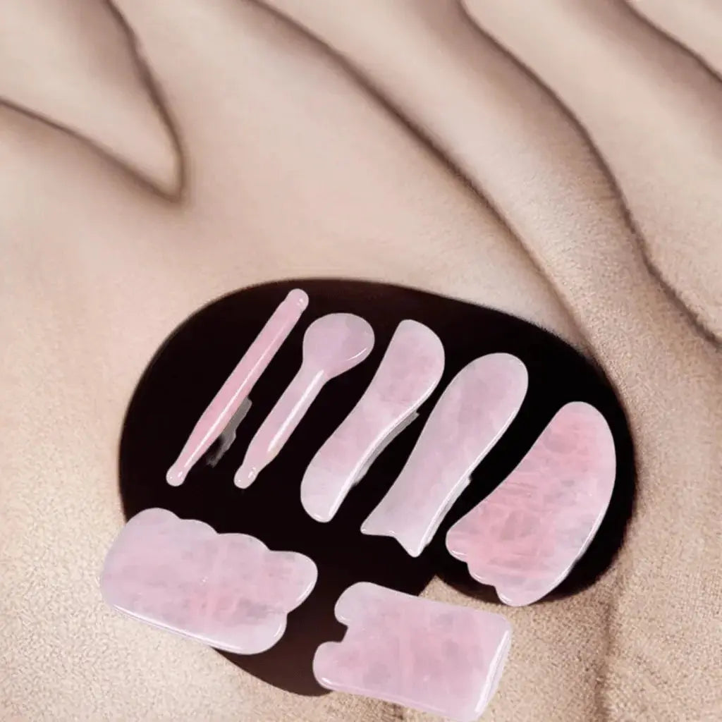 1pc Heart Shape SPA Massage Rose Quartz Gua sha Scraping Massage Scraper Face Massager Acupuncture Guasha Board Massager - ACHETE LTD