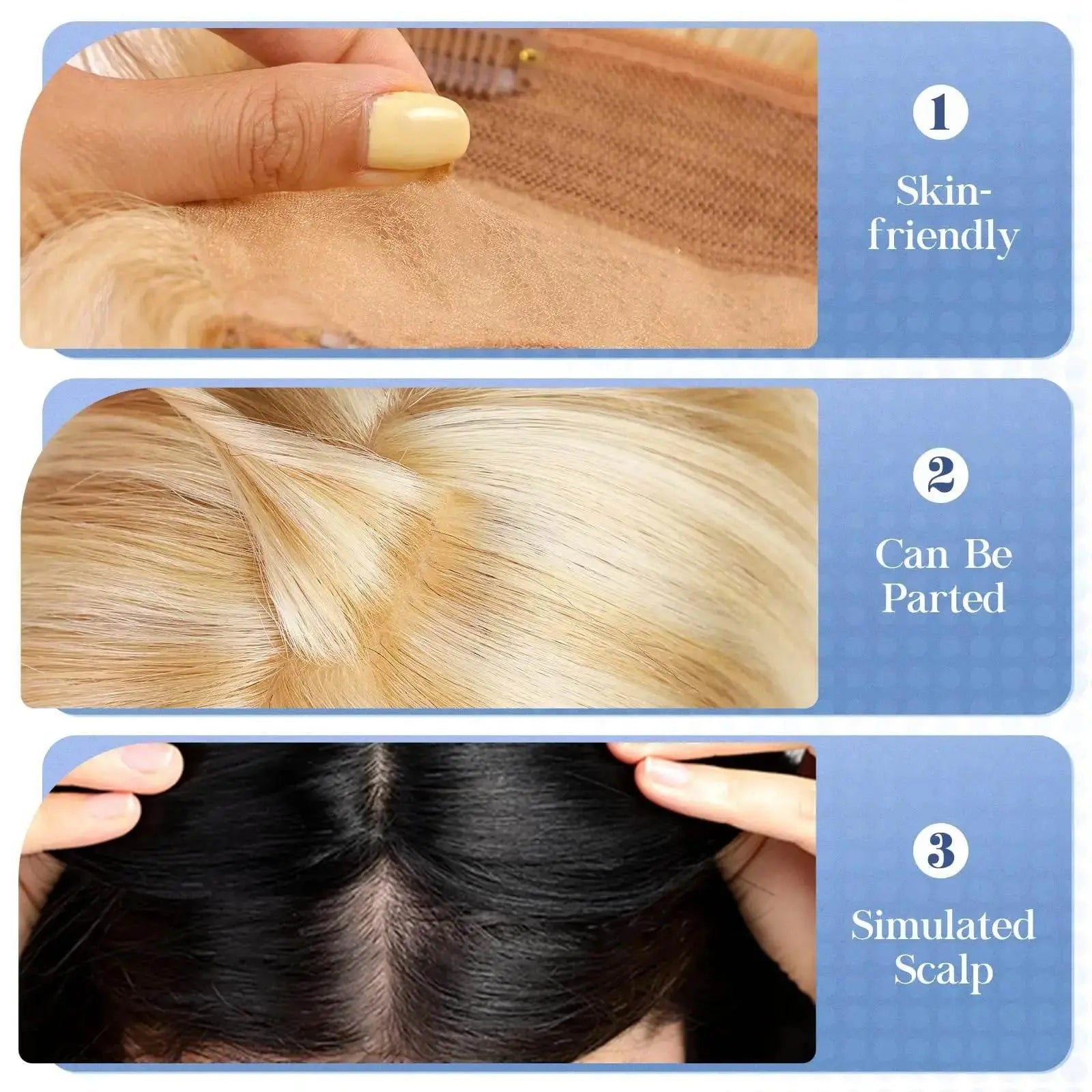 100% Remy Human Hair Toppers Clips in Blonde Platinum Highlight Remy Human Hair Pieces for White Women Hair Extensions Daily Use - ACHETE LTD