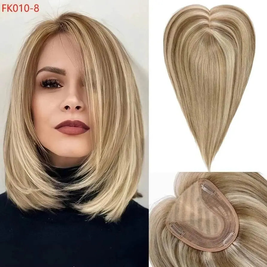100% Remy Human Hair Toppers Clips in Blonde Platinum Highlight Remy Human Hair Pieces for White Women Hair Extensions Daily Use - ACHETE LTD