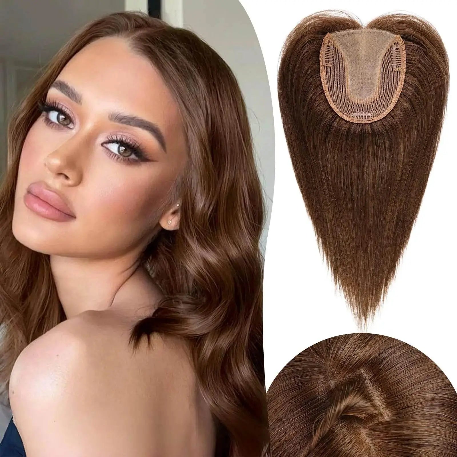 100% Remy Human Hair Toppers Clips in Blonde Platinum Highlight Remy Human Hair Pieces for White Women Hair Extensions Daily Use - ACHETE LTD