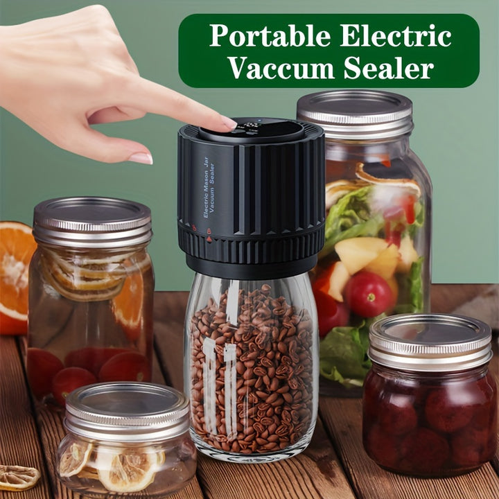 1pc, Electric Mason Jar Vacuum Sealer With 10pcs Covers, Electric Vacuum Sealer With LED Display, 1200mAh Glass Jar Bottle Vacuum Sealer, Small Household Vacuum Pump Kitchen Stuff Kitchen Accessories Home Kitchen Items