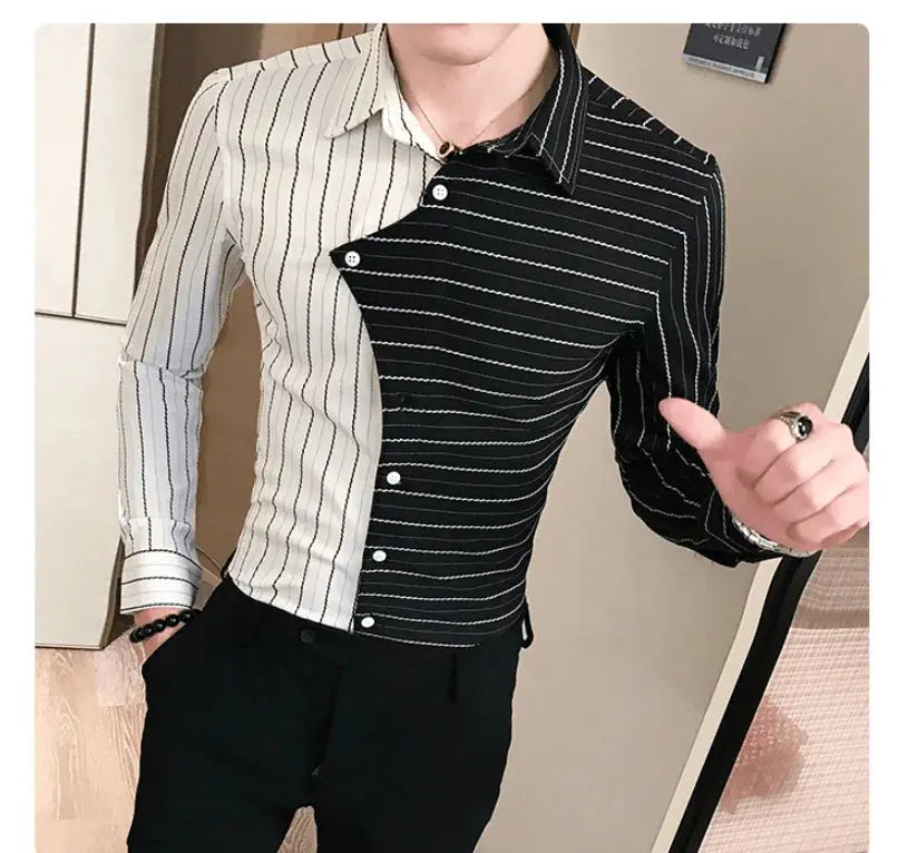 Four seasons British style contrast color stitching men shirt - ACHETE LTD