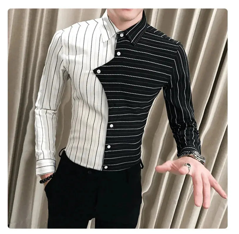 Four seasons British style contrast color stitching men shirt - ACHETE LTD