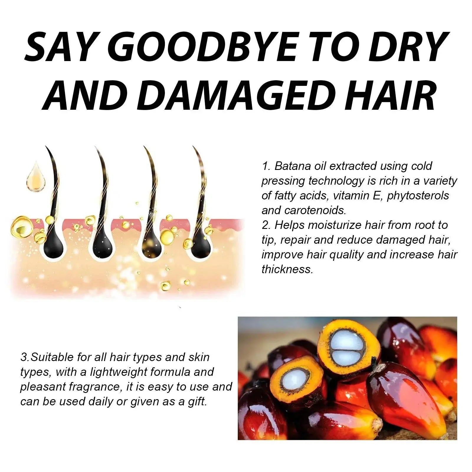 Batana essential oil Smooth hair, anti-fall moisturizing skin care essential oil - ACHETE LTD