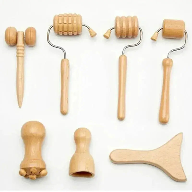Wooden Face Massage Tools Set Maderoterapia Kit Facial Massager Cupping Contouring Roller - ACHETE LTD