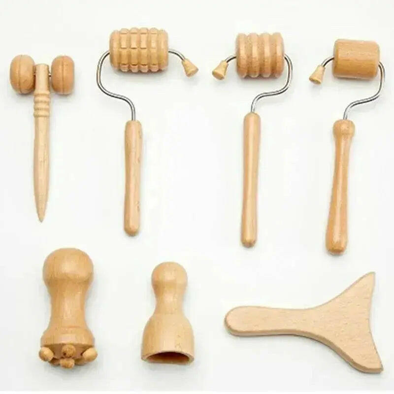 Wooden Face Massage Tools Set Maderoterapia Kit Facial Massager Cupping Contouring Roller - ACHETE LTD
