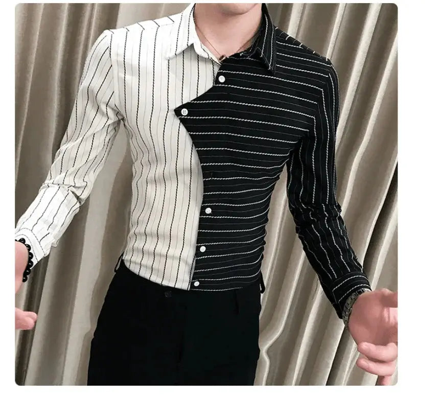 Four seasons British style contrast color stitching men shirt - ACHETE LTD