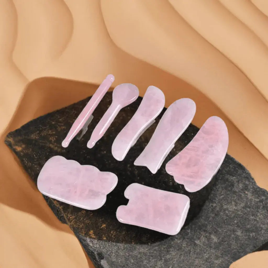1pc Heart Shape SPA Massage Rose Quartz Gua sha Scraping Massage Scraper Face Massager Acupuncture Guasha Board Massager - ACHETE LTD