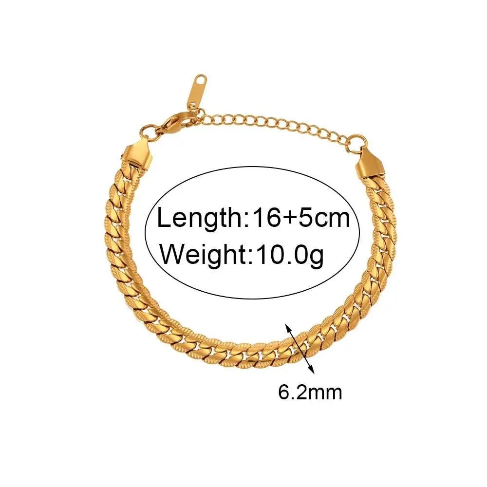 Miniamlist Men Bracelet Gold Jewelry Street Style Stainless Steel 316L 18k Gold Plated Cuban Chain Bracelets For Women - ACHETE LTD