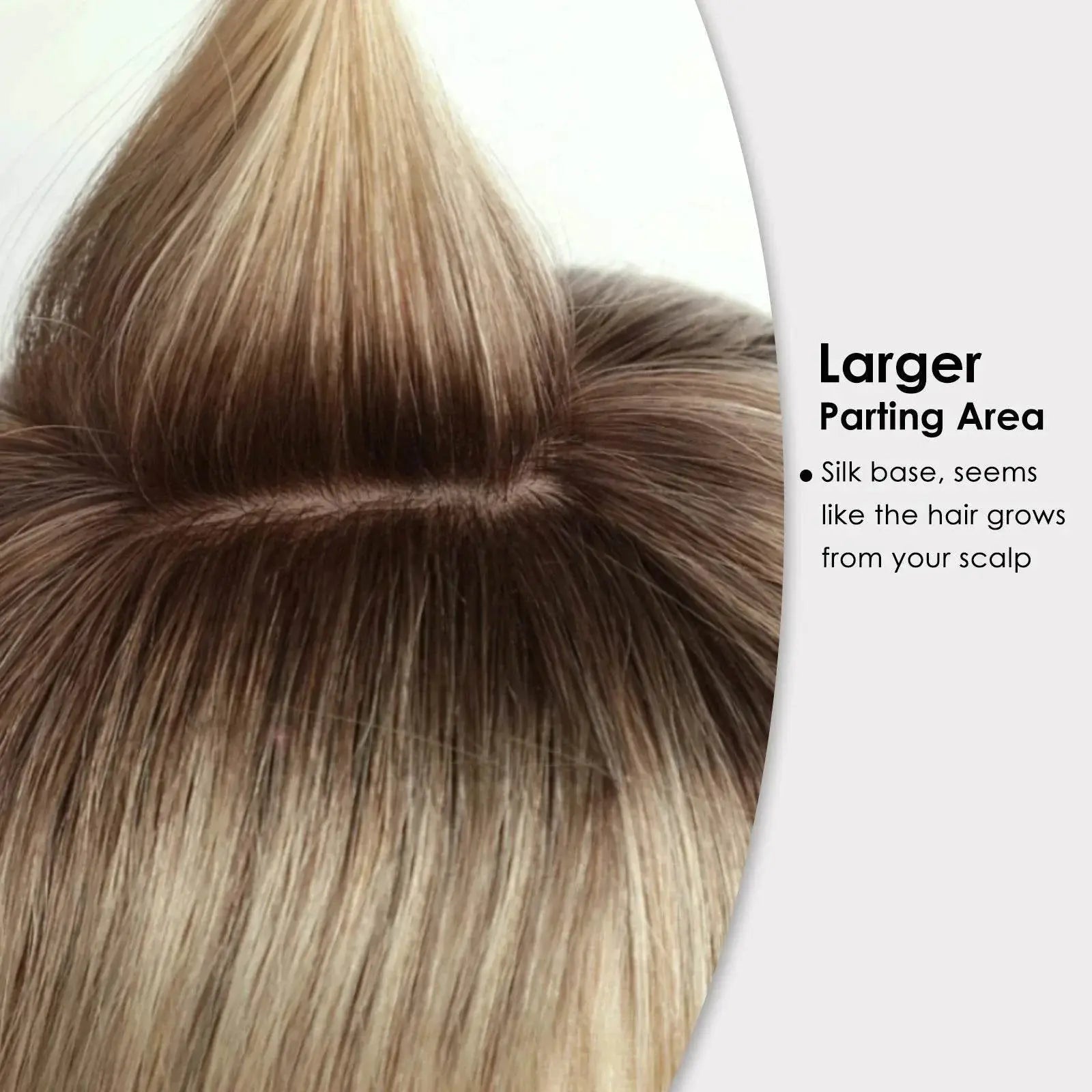 Human Hair Toppers Silk Base Blonde Ombre Dark Root Remy Human Hair Extensions Hairpieces for White Women 10/14 inch Human Hair - ACHETE LTD