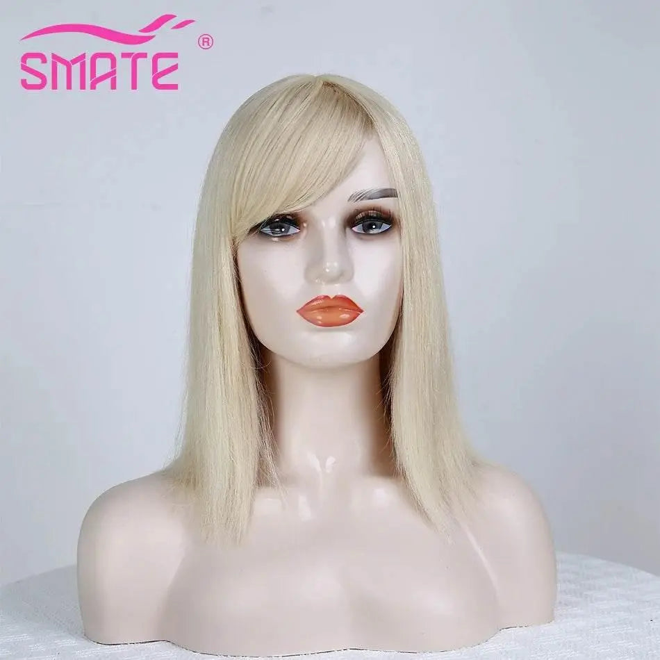 SMATE Bob Wigs Human Hair For White Women 150 Density 12 Inches 100% Human Hair Straight Hair Breathable Remy Hair Wig - ACHETE LTD