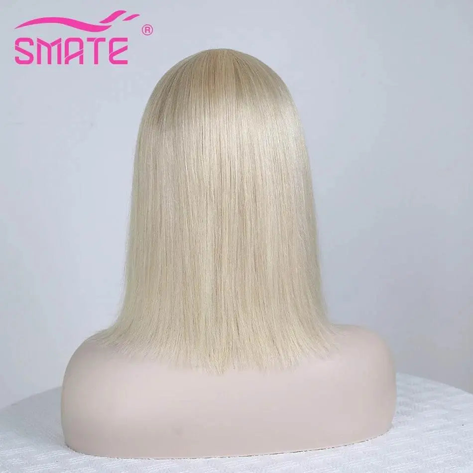 SMATE Bob Wigs Human Hair For White Women 150 Density 12 Inches 100% Human Hair Straight Hair Breathable Remy Hair Wig - ACHETE LTD