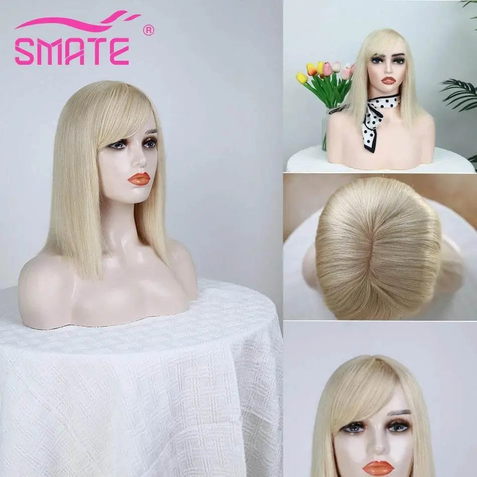SMATE Bob Wigs Human Hair For White Women 150 Density 12 Inches 100% Human Hair Straight Hair Breathable Remy Hair Wig - ACHETE LTD
