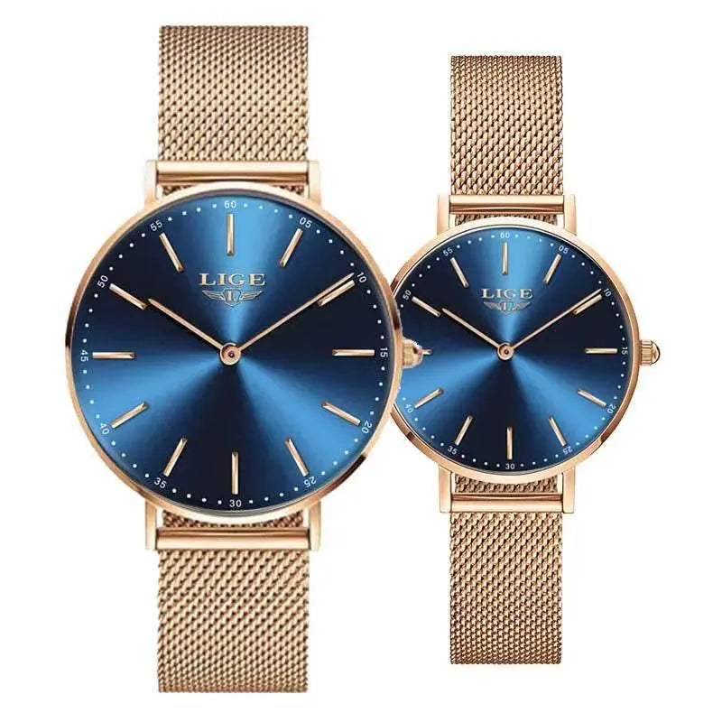2021 LIGE Lover Watches Top Brand Luxury Ultra Thin Simple Couple Watches Couple Gift Quartz Wristwatches Fashion Paired Watches - ACHETE LTD