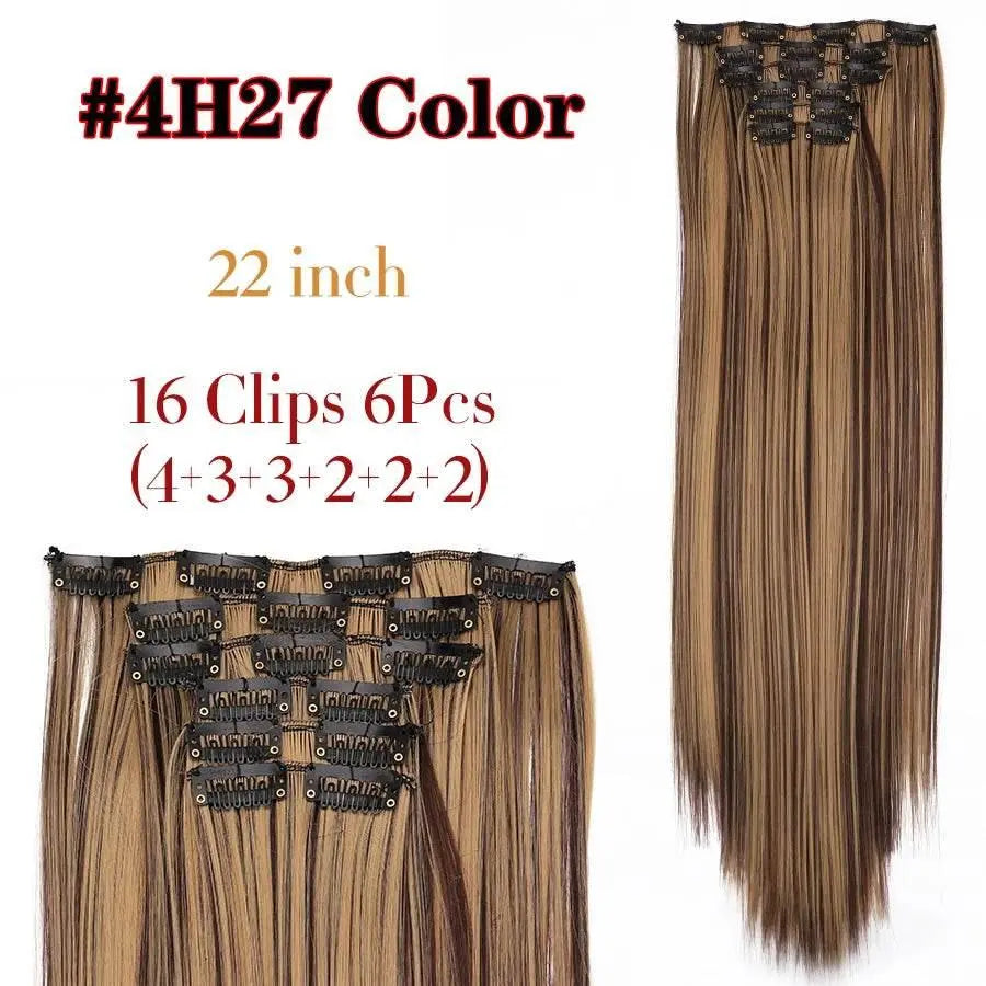 Leeons Synthetic Hair Curly Clip In Wig Extension 16 Clips In Hair Extension Hair Pieces Fake Hair Extension Synthetic 49 Colors - ACHETE LTD
