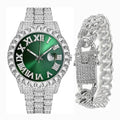 Full Iced Out Watch for Men Bling Miami Cuban Chain Bracelet with Watch Men Hip Hop Watch Luxury Gold Watch Women Reloj Hombre - ACHETE LTD