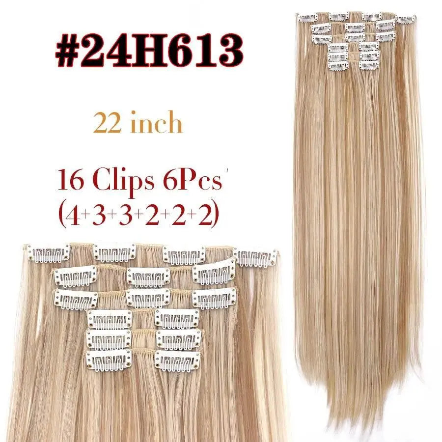 Leeons Synthetic Hair Curly Clip In Wig Extension 16 Clips In Hair Extension Hair Pieces Fake Hair Extension Synthetic 49 Colors - ACHETE LTD
