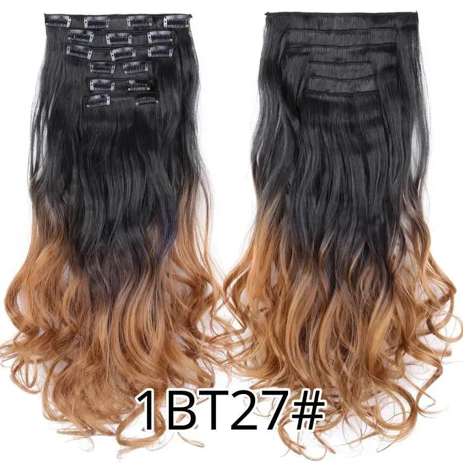 Leeons Synthetic Hair Curly Clip In Wig Extension 16 Clips In Hair Extension Hair Pieces Fake Hair Extension Synthetic 49 Colors - ACHETE LTD