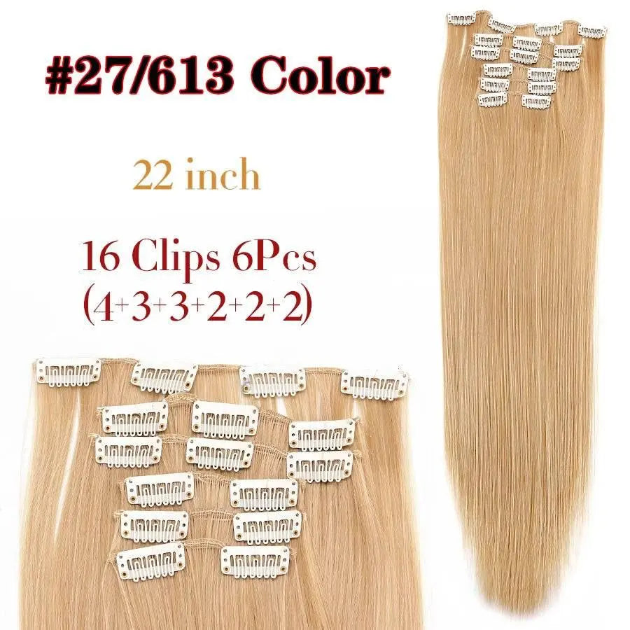 Leeons Synthetic Hair Curly Clip In Wig Extension 16 Clips In Hair Extension Hair Pieces Fake Hair Extension Synthetic 49 Colors - ACHETE LTD