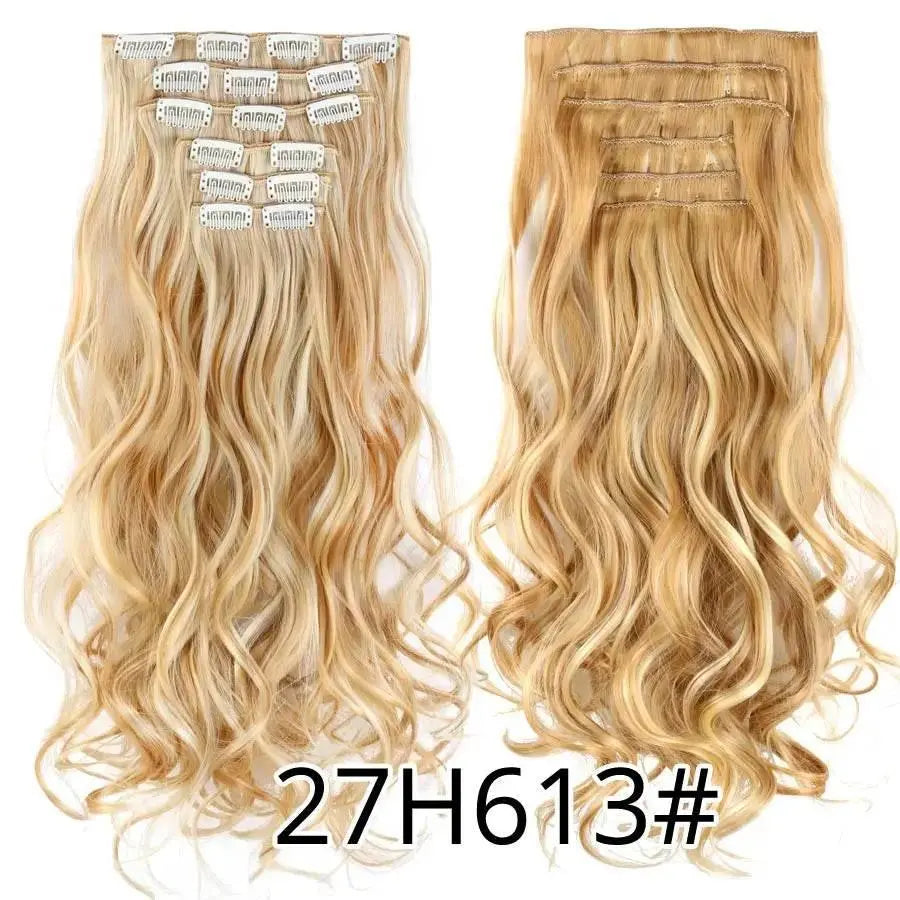 Leeons Synthetic Hair Curly Clip In Wig Extension 16 Clips In Hair Extension Hair Pieces Fake Hair Extension Synthetic 49 Colors - ACHETE LTD