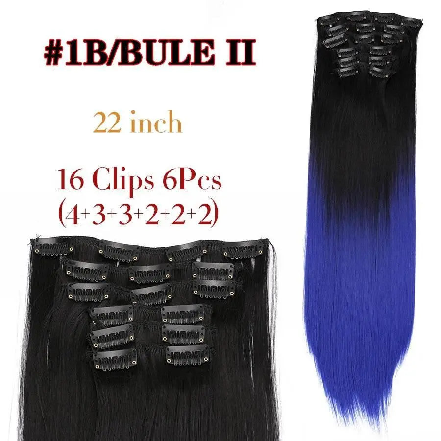 Leeons Synthetic Hair Curly Clip In Wig Extension 16 Clips In Hair Extension Hair Pieces Fake Hair Extension Synthetic 49 Colors - ACHETE LTD