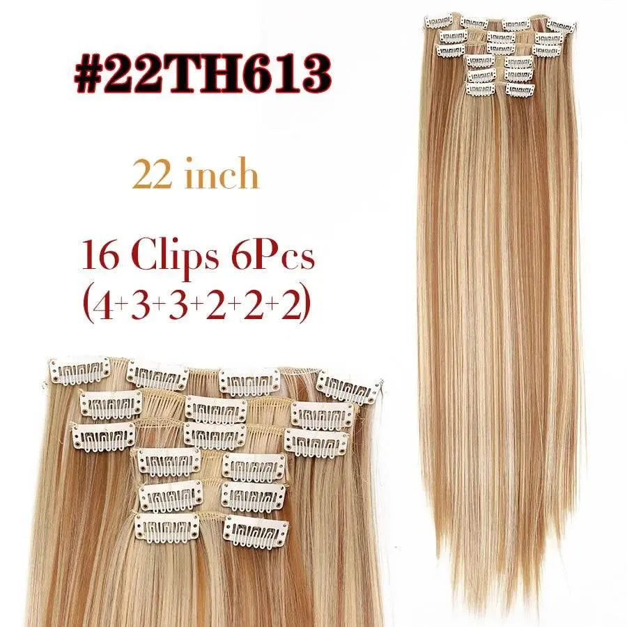 Leeons Synthetic Hair Curly Clip In Wig Extension 16 Clips In Hair Extension Hair Pieces Fake Hair Extension Synthetic 49 Colors - ACHETE LTD