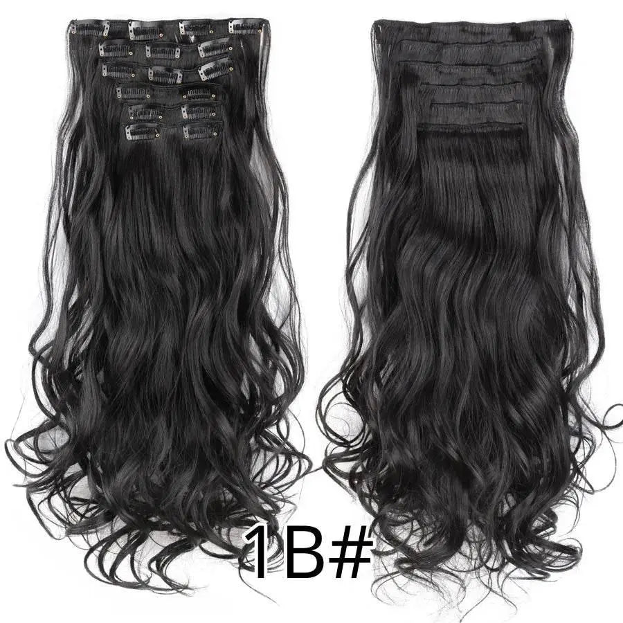 Leeons Synthetic Hair Curly Clip In Wig Extension 16 Clips In Hair Extension Hair Pieces Fake Hair Extension Synthetic 49 Colors - ACHETE LTD
