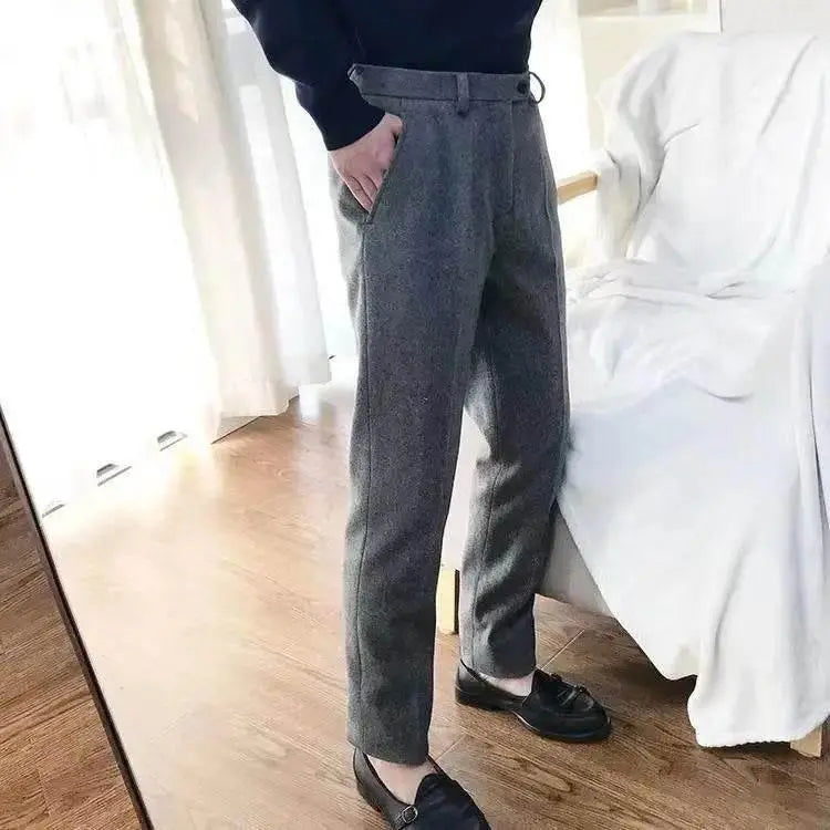 Trousers for Men Gray Herringbone Men's Trousers Retro Autumn Wool Tweed Pants Men's Clothing Plus Size for Gentleman Trousers - ACHETE LTD