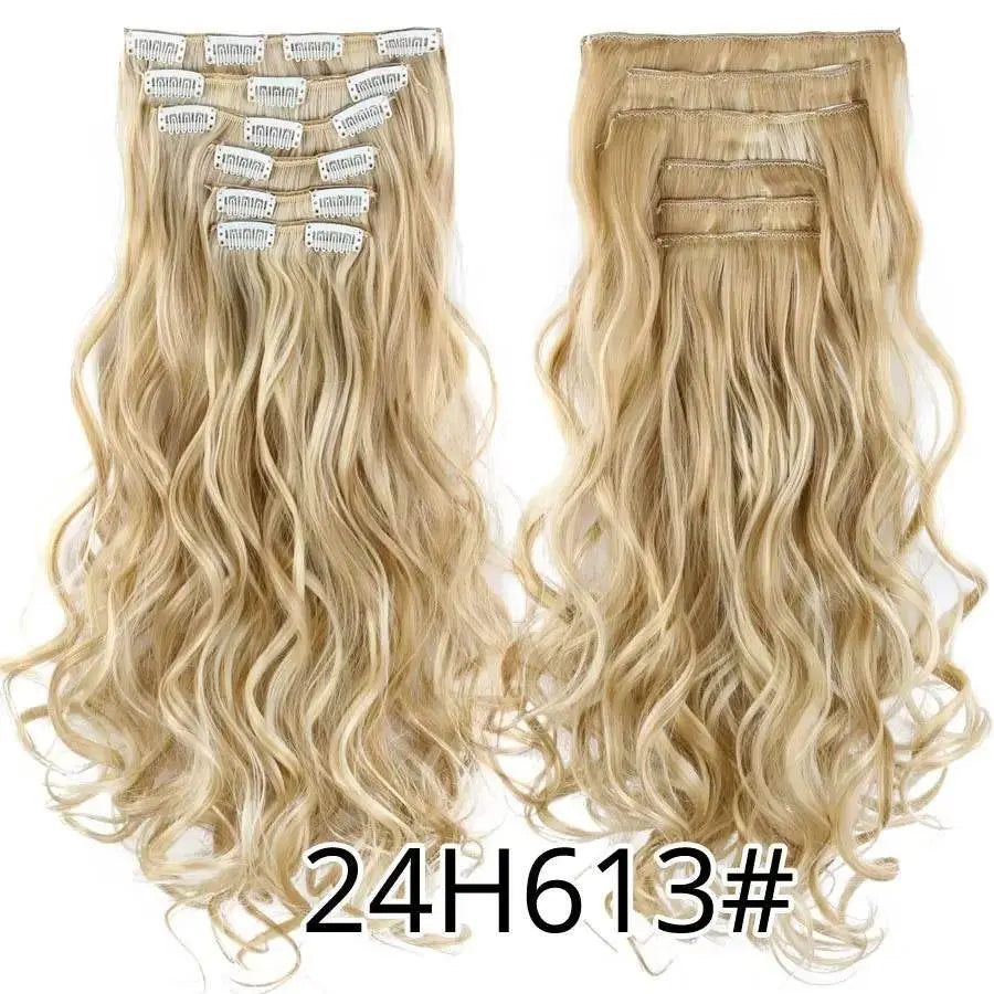 Leeons Synthetic Hair Curly Clip In Wig Extension 16 Clips In Hair Extension Hair Pieces Fake Hair Extension Synthetic 49 Colors - ACHETE LTD
