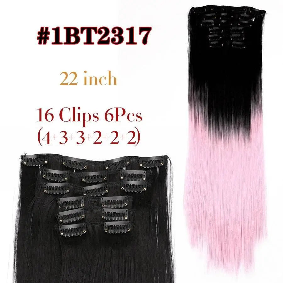 Leeons Synthetic Hair Curly Clip In Wig Extension 16 Clips In Hair Extension Hair Pieces Fake Hair Extension Synthetic 49 Colors - ACHETE LTD