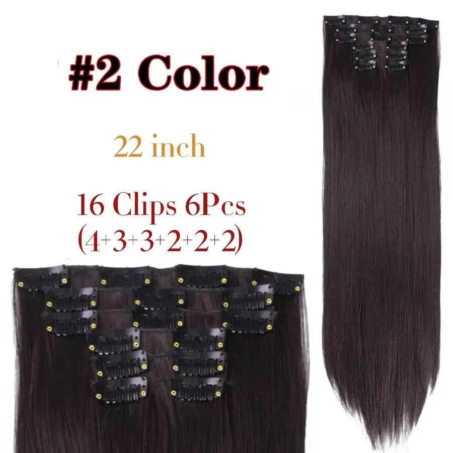 Leeons Synthetic Hair Curly Clip In Wig Extension 16 Clips In Hair Extension Hair Pieces Fake Hair Extension Synthetic 49 Colors - ACHETE LTD