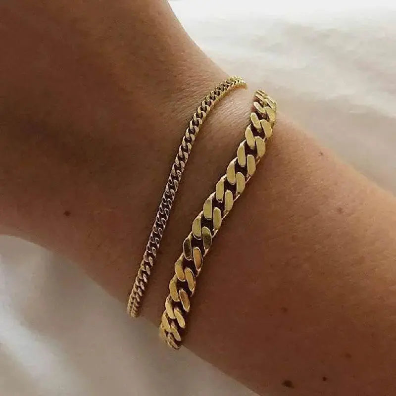 Miniamlist Men Bracelet Gold Jewelry Street Style Stainless Steel 316L 18k Gold Plated Cuban Chain Bracelets For Women - ACHETE LTD