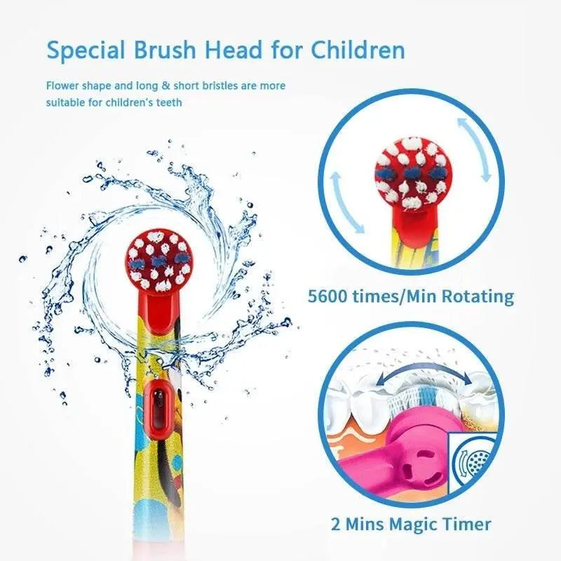 Oral B Electric Toothbrush for Kid Soft Brush Rotation Clean Teeth Brush For Kid Gentle Clean Teeth Waterproof Kid Tooth Brush - ACHETE LTD