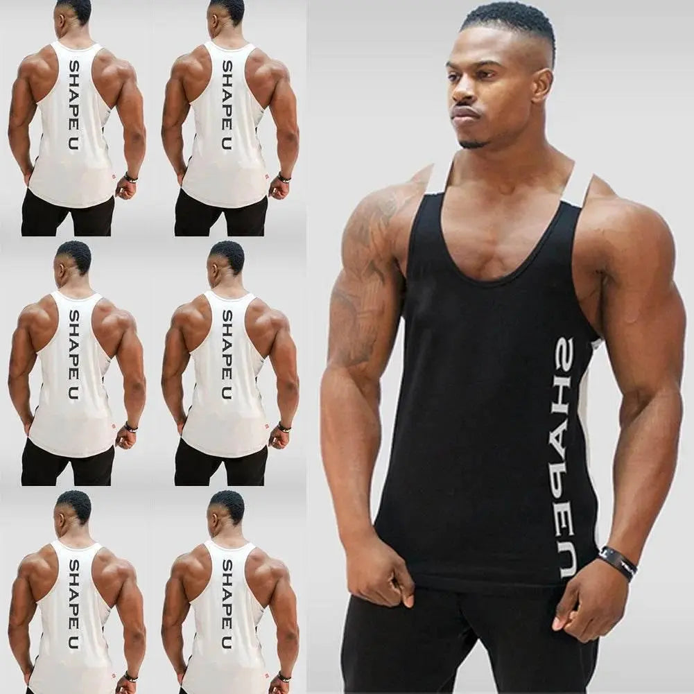 Hot Bodybuilding Fitness Singlets Muscle Vest For Men Tee Basketball Jersey Solid Gym Men Stringer Loose Tank Tops - ACHETE LTD