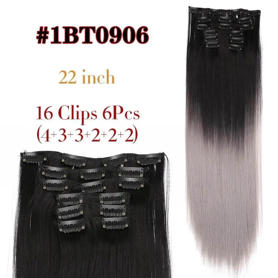 Leeons Synthetic Hair Curly Clip In Wig Extension 16 Clips In Hair Extension Hair Pieces Fake Hair Extension Synthetic 49 Colors - ACHETE LTD