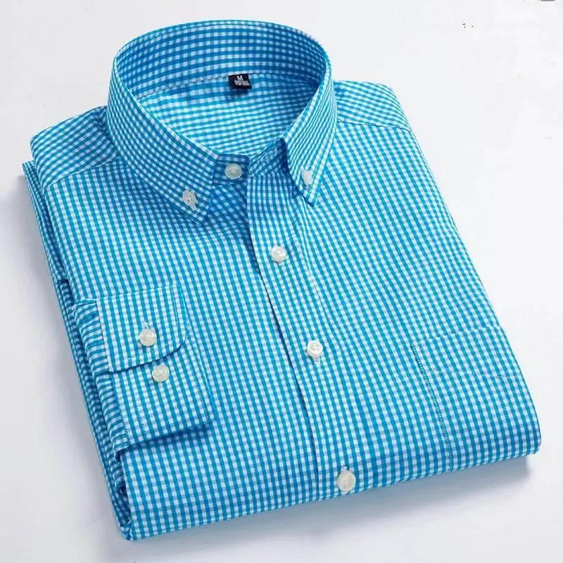 New Arrival Men's Oxford Wash and Wear Plaid Shirts 100% Cotton Casual Shirts High Quality Fashion Design Men's Dress Shirts - ACHETE LTD