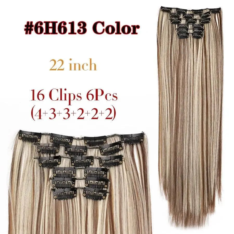 Leeons Synthetic Hair Curly Clip In Wig Extension 16 Clips In Hair Extension Hair Pieces Fake Hair Extension Synthetic 49 Colors - ACHETE LTD