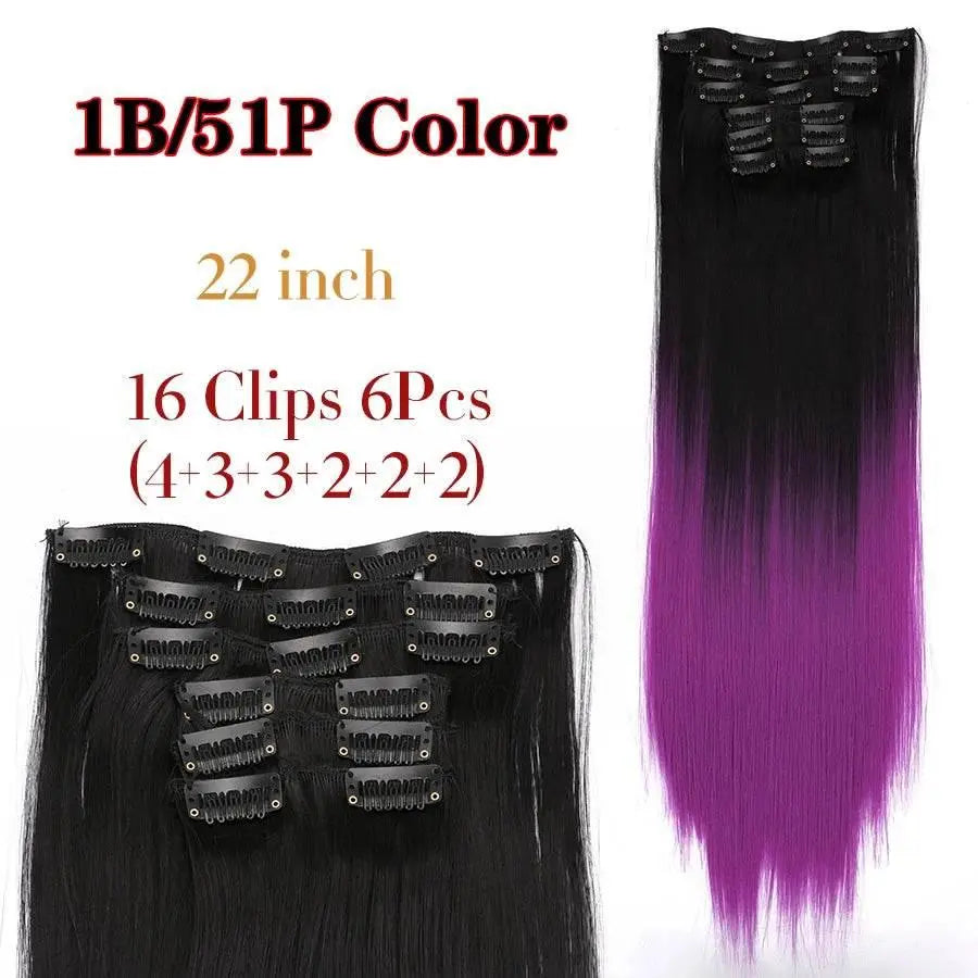 Leeons Synthetic Hair Curly Clip In Wig Extension 16 Clips In Hair Extension Hair Pieces Fake Hair Extension Synthetic 49 Colors - ACHETE LTD