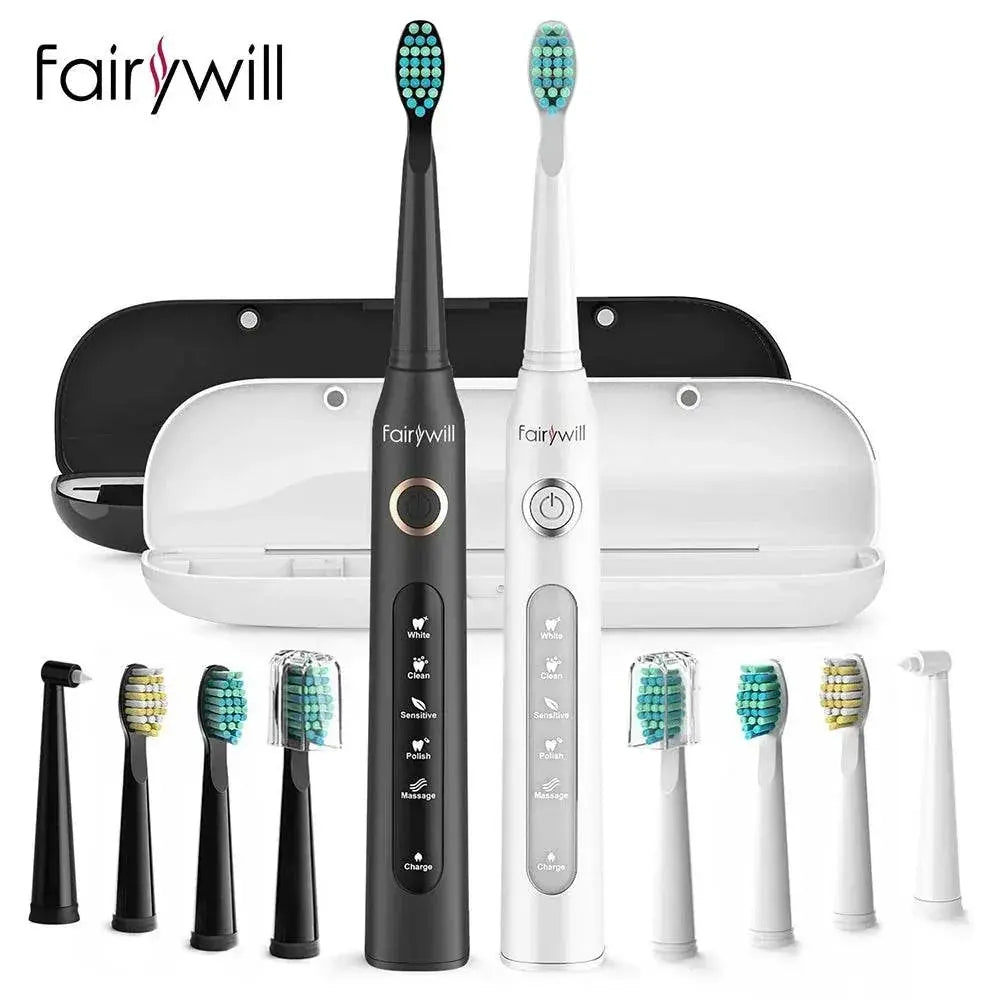 Fairywill Sonic Electric Toothbrush Ultra Sonic Fast USB Charger Waterproof IPX7 5-Mode Fairywill FW-507 with 3 Brush Head Gift - ACHETE LTD