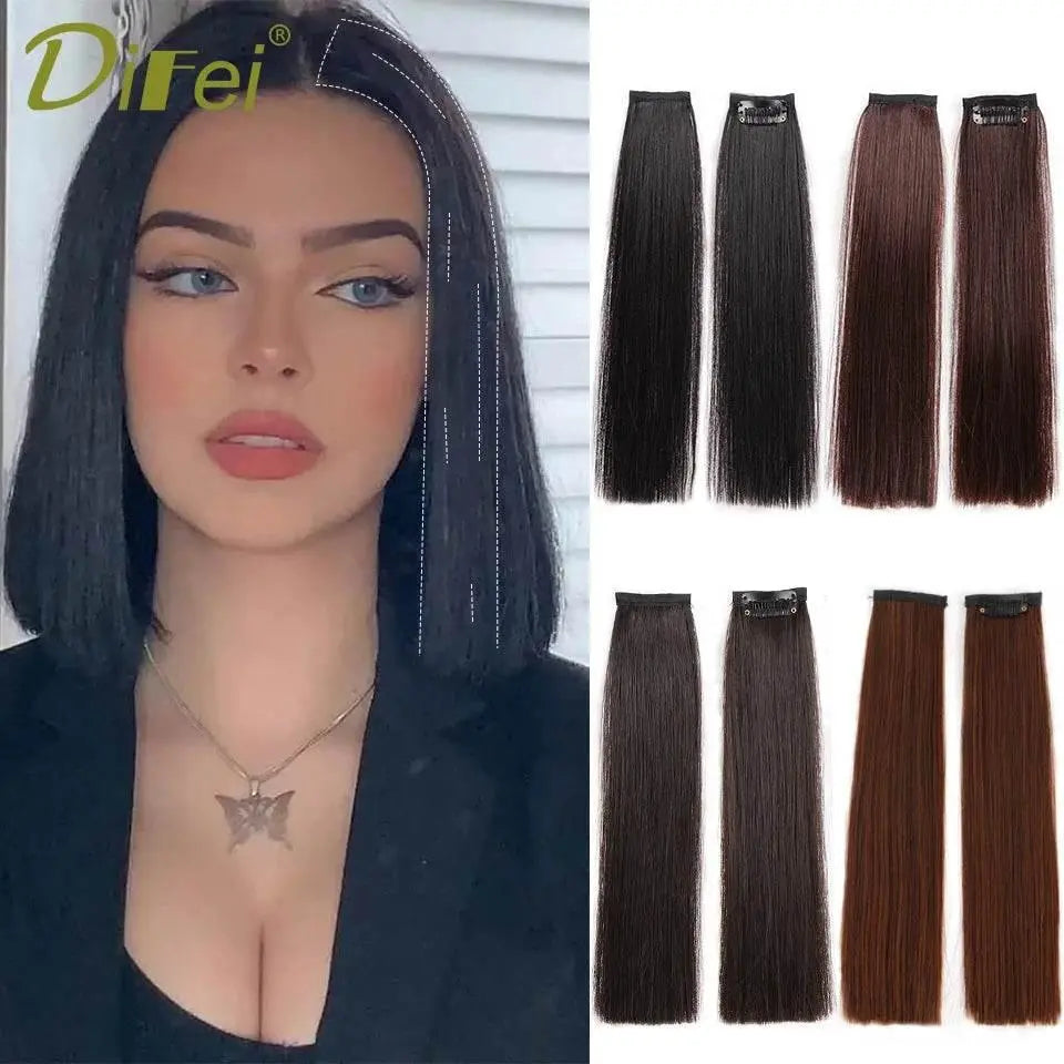 DIFEI Synthetic Natural Hair Pads Invisible Seamless Hair Extension Clip In Hair Extension Lining of Hair Top Side Cover Hair - ACHETE LTD