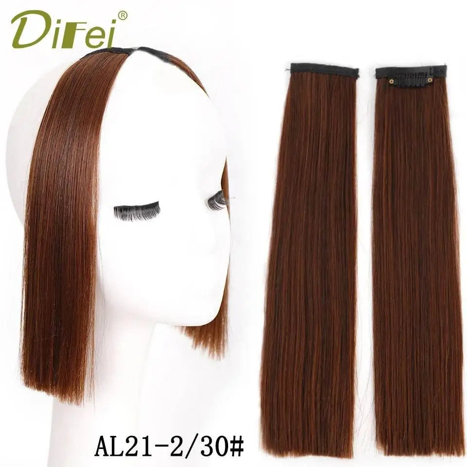 DIFEI Synthetic Natural Hair Pads Invisible Seamless Hair Extension Clip In Hair Extension Lining of Hair Top Side Cover Hair - ACHETE LTD