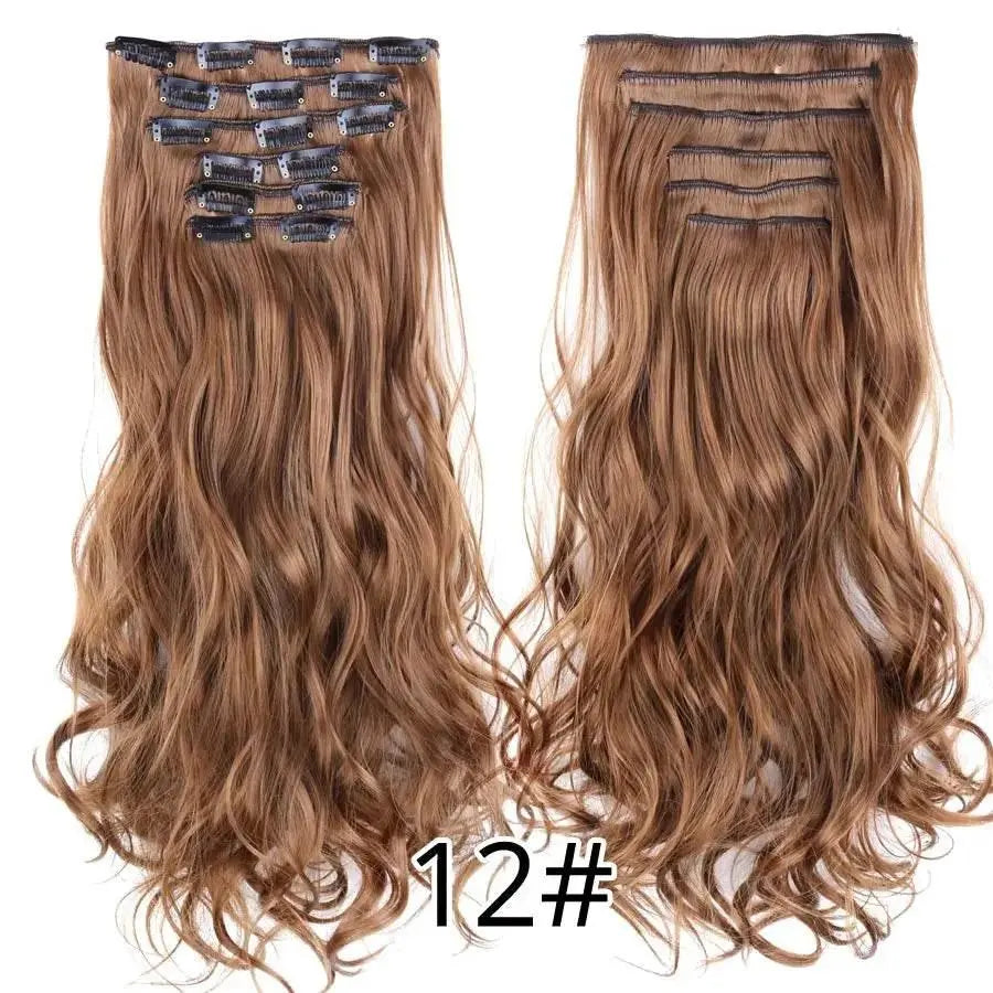 Leeons Synthetic Hair Curly Clip In Wig Extension 16 Clips In Hair Extension Hair Pieces Fake Hair Extension Synthetic 49 Colors - ACHETE LTD