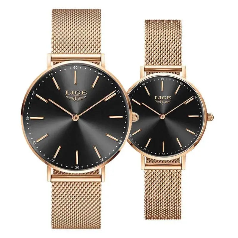 2021 LIGE Lover Watches Top Brand Luxury Ultra Thin Simple Couple Watches Couple Gift Quartz Wristwatches Fashion Paired Watches - ACHETE LTD