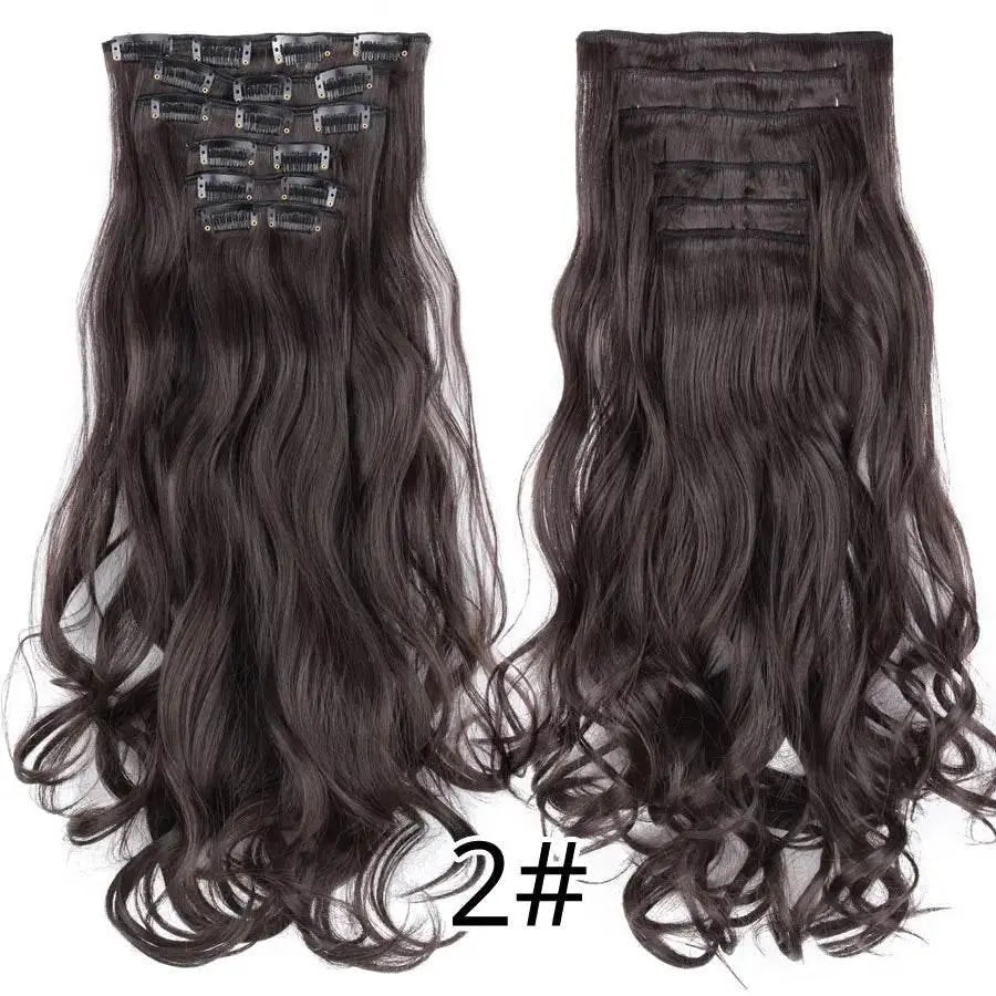 Leeons Synthetic Hair Curly Clip In Wig Extension 16 Clips In Hair Extension Hair Pieces Fake Hair Extension Synthetic 49 Colors - ACHETE LTD