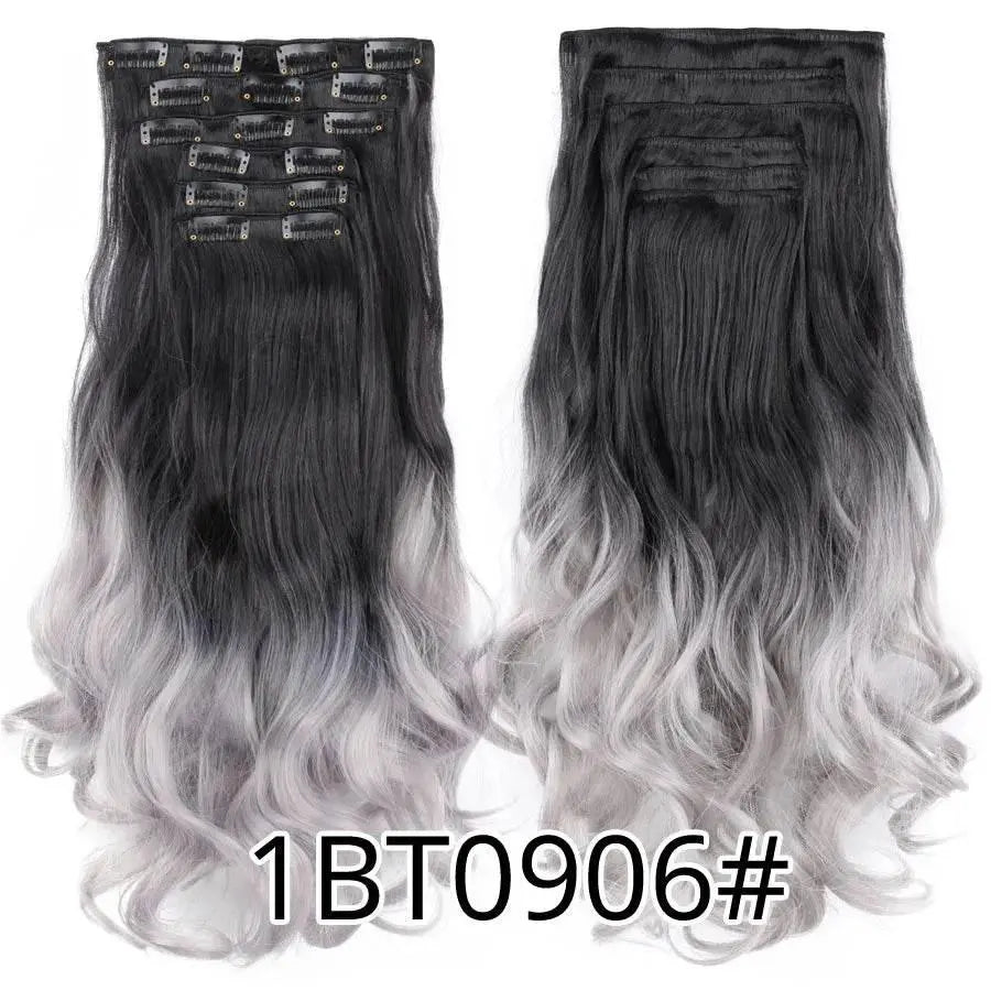 Leeons Synthetic Hair Curly Clip In Wig Extension 16 Clips In Hair Extension Hair Pieces Fake Hair Extension Synthetic 49 Colors - ACHETE LTD