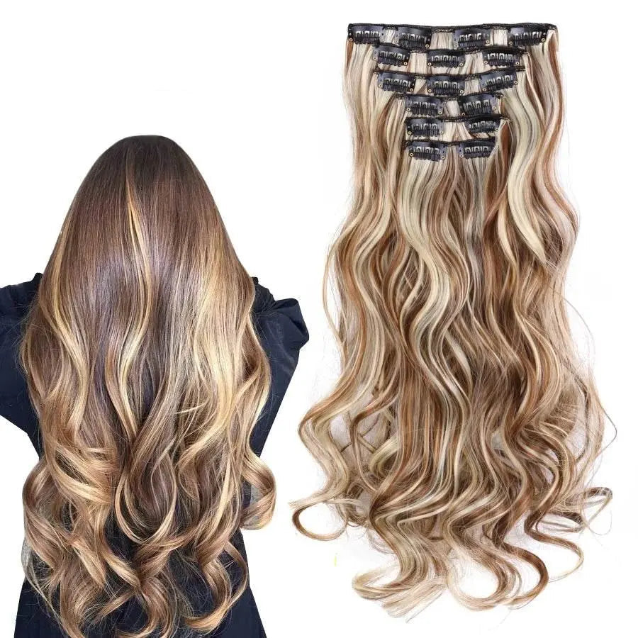 Leeons Synthetic Hair Curly Clip In Wig Extension 16 Clips In Hair Extension Hair Pieces Fake Hair Extension Synthetic 49 Colors - ACHETE LTD