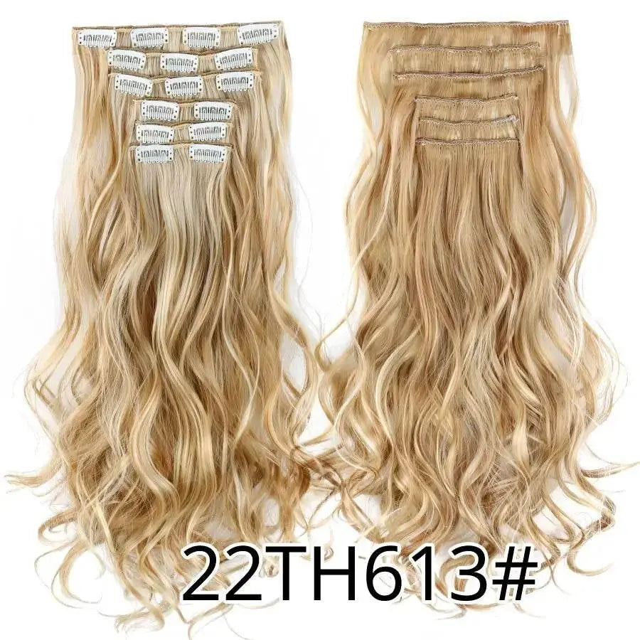 Leeons Synthetic Hair Curly Clip In Wig Extension 16 Clips In Hair Extension Hair Pieces Fake Hair Extension Synthetic 49 Colors - ACHETE LTD