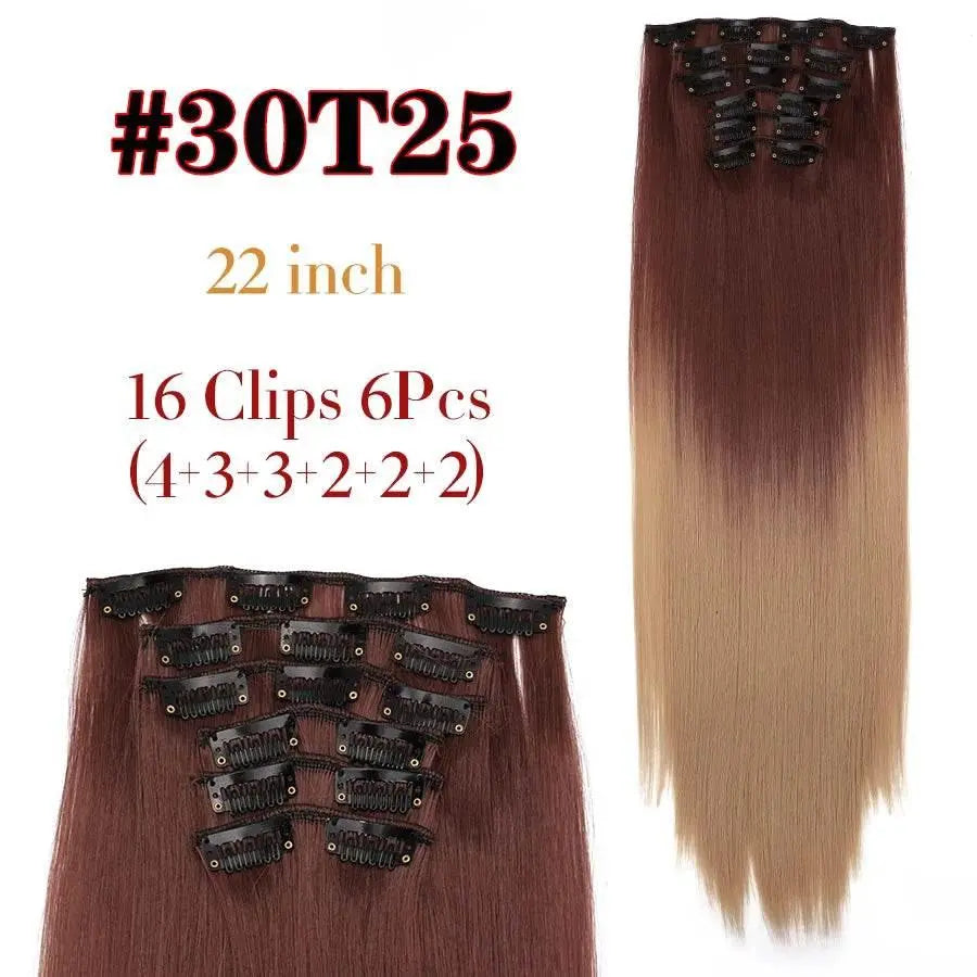 Leeons Synthetic Hair Curly Clip In Wig Extension 16 Clips In Hair Extension Hair Pieces Fake Hair Extension Synthetic 49 Colors - ACHETE LTD